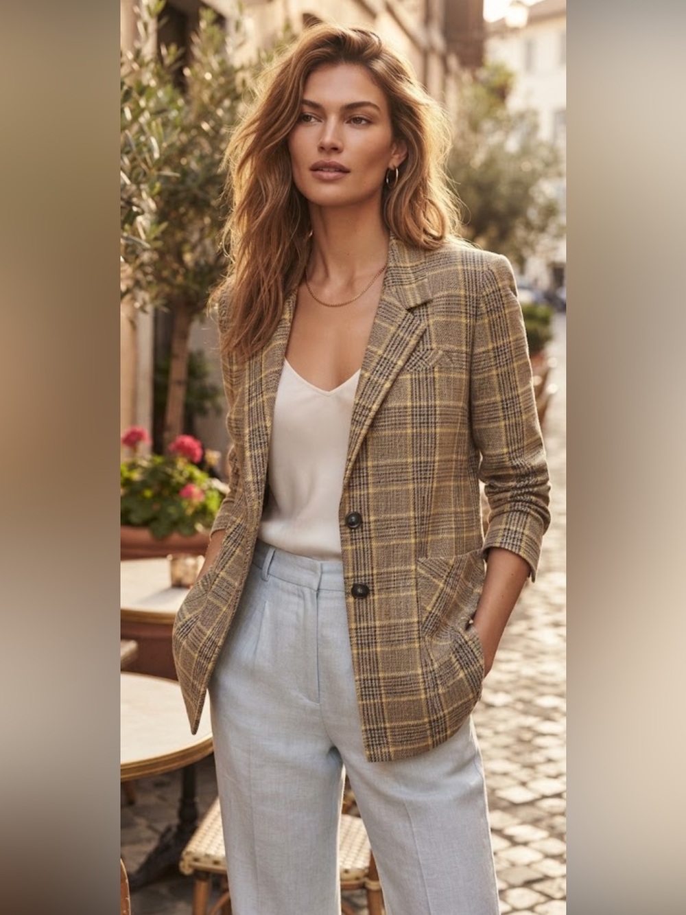 CAbi Plaid Pastime Blazer Soft Suiting Jacket